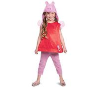 Peppa Pig Costume for Girls, Classic Character Jumpsuit Dress and Laplander Hat, Toddler Size Small (2T)