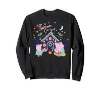 Peppa Pig Cozy Navidad Sudadera, Unisex para Adultos, Negro, XXL