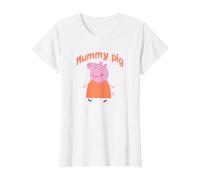 Peppa Pig Día de la Madre Mummy Pig Portrait Camiseta, Mujer, Blanco, XS