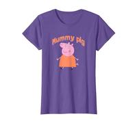 Peppa Pig Día de la Madre Mummy Pig Portrait Camiseta, Mujer, Morado Jaspeado, XS
