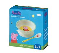 Peppa Pig - Estuche de regalo con ventosa (diámetro: 12,5 cm, altura: 5,5 cm, 160 ml), incluye cuchara pequeña, ideal para aprender a comer, apto para lavavajillas