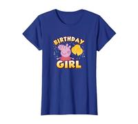 Peppa Pig Feliz Cumpleaños Girl Camiseta, Mujer, Azul Real, 3XL