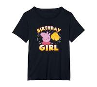 Peppa Pig Feliz Cumpleaños Girl Camiseta, Mujer Tallas Grandes, Negro, 6XL Grande
