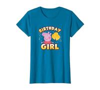 Peppa Pig Feliz Cumpleaños Girl Camiseta, Mujer, Zafiro, XL