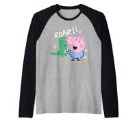 Peppa Pig George Dinosaurio Raw Aventura Explorar Diversión Clásico Camiseta Manga Raglan