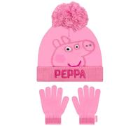 Peppa Pig Gorro | Guantes y Gorro Niña Conjunto | Set Gorro y Guantes Niña | Rosado, Talla Única
