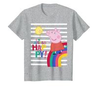 Peppa Pig Happy Camiseta, Niños, Gris Jaspeado, 10 años