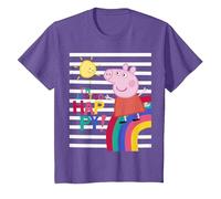 Peppa Pig Happy Camiseta, Niños, Morado Jaspeado, 8 años