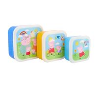 Peppa Pig Hooray - Fiambreras apilables - Juego de 3, duraderas y ecológicas, ideales para niños y fans de Peppa, perfectas para la escuela, picnics y viajes