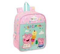 PEPPA PIG ICE CREAM - Mochila Infantil, Mochila Niño, Mochila Escolar, Adaptable a Carro, Ideal para Guardería, Cómoda y Versátil, Calidad y Resistencia, 22x10x27 cm, Color Rosa Claro/Verde Menta