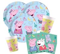 Peppa Pig - Juego de 36 platos de papel, vasos y servilletas para cumpleaños infantiles