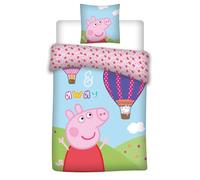 Peppa Pig - Juego de cama (funda nórdica de 100 x 135 cm y funda de almohada de 40 x 60 cm, funda nórdica de 100 % algodón), diseño de Peppa Pig