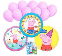 Peppa Pig Juego de globos de cumpleaños - Paquete con 3 globos decorativos de aluminio más calcomanías, más decoraciones de globos de Peppa Pig para fiestas