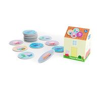 Peppa Pig - Juego de Memoria de Peppa Pig - 36 Piezas Durabilidad -Vienen en un Estuche en Forma de la casita de Peppa - Incluye Bolsa de Tela para Transporte (Deqube 921D00068)