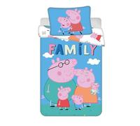 Peppa Pig - Juego de ropa de cama de 100 x 135 cm y funda de almohada de 40 x 60 cm, 100 % algodón, juego de ropa de cama suave para bebé o cama pequeña, funda de edredón reversible y funda de