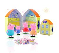 Peppa Pig Juguetes, Figuras Peppa Pig + Kit de Juegos para Niños, Incluye Dibujos para Colorear, Pegatinas, Máscara, Títere de Dedos y Figura Troquelada Armable (TB + 4 Fig. + A&c)