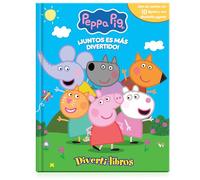 Peppa Pig ¡Juntos es más divertido! Diverti-Libros - Libro infantil de cuentos, 10 figuras, 1 alfombra de juego