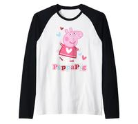 Peppa Pig Love Hearts Pose Happy Friends Fun Classic Forever Camiseta Manga Raglan