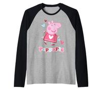 Peppa Pig Love Hearts Pose Happy Friends Fun Forever Classic Camiseta Manga Raglan