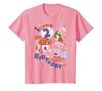 Peppa Pig Magical 2nd Feliz Cumpleaños Camiseta, Niños, Rosado, 2 años