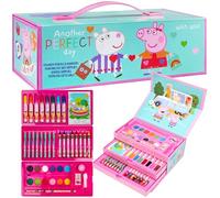 Peppa Pig Maletin Pinturas, Material Escolar Con Ceras de Colores Y Lapices De Colores, Kit Dibujo Para Niña