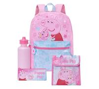 Peppa Pig Mochila Nina 4 Piezas Set Con Bolsa Almuerzo, Pink One Size