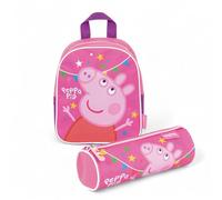 Peppa Pig, Mochila y Estuche Niña, Mochila Infantil 3 Años con Estuche Escolar Niña de Peppa Pig, Rosa, Ligera con Cremallera, Ideal para los Primeros Años, 24 x 10 x 20 Cm