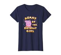 Peppa Pig Mummy of The Birthday Girl Camiseta, Mujer, Azul Marino, M