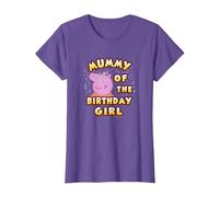 Peppa Pig Mummy of The Birthday Girl Camiseta, Mujer, Morado Jaspeado, L