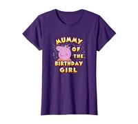 Peppa Pig Mummy of The Birthday Girl Camiseta, Mujer, Morado, S