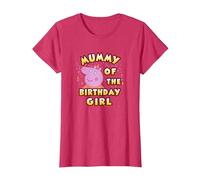 Peppa Pig Mummy of The Birthday Girl Camiseta, Mujer, Rojo Jaspeado, XXL