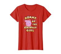 Peppa Pig Mummy of The Birthday Girl Camiseta, Mujer, Rojo, XXL