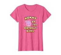 Peppa Pig Mummy of The Birthday Girl Camiseta, Mujer, Rosa Jaspeado, XL