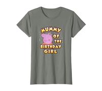 Peppa Pig Mummy of The Birthday Girl Camiseta, Mujer, Verde Militar Jaspeado, 3XL