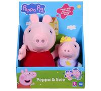 Peppa Pig Pack de Peluches 2 Unidades - Peppa & Bebé Evie - Peluches Súper Suaves con el Estilo Clásico, Juguete Desde 18 Meses