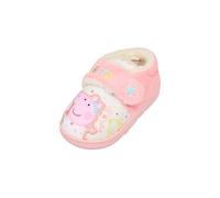 Peppa Pig Pantuflas para niñas - Zapatos de interior cálidos de felpa rosa con correa ajustable y suela antideslizante, Pink, 28 EU