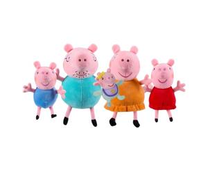Peppa Pig Paquete de 5 peluches - Peppa, George, Evie, Mummy Pig & Daddy Pig - Juguetes preescolares de animales rellenos
