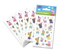 Peppa Pig - Pegatinas para Bolsas de Fiesta Familiar (6 Hojas) con la Nueva Hermana bebé Evie | Producto Oficial | Reutilizables en Superficies no porosas | A Partir de 3 años, Unisex | Relleno
