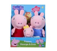 Peppa Pig Peluches Pack 3 Unidades - Peppa, George & Bebé Evie - Peluches Súper Suaves con el Estilo Clásico, Juguete Desde 18 Meses