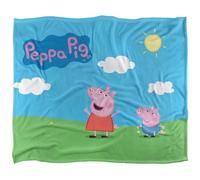 Peppa Pig Peppa and George Sunny Day - Manta Supersuave con Tacto Sedoso, 91 x 147 cm