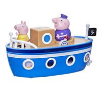 Peppa Pig Peppas Adventures Grandpa Pigs Cabin Boat Vehicle Juguete preescolar: 1 figura Ruedas rodantes de cubierta extrables para edades de 3