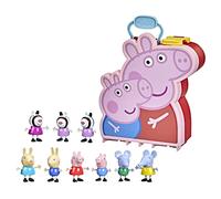 Peppa Pig Peppa's Adventures Mallette Peppa, George y sus amigos, juguete preescolar, 9 figuras con las hermanas Zebra