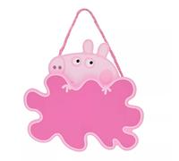 Peppa Pig - Placa colgante de personaje rosa con asa de cuerda para dormitorio infantil