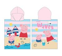 Peppa Pig - Poncho de Toalla con Capucha Oficial | Tacto súper Suave, diseño de Ondas | Bata cambiadora hogar, baño y Playa, Multicolor, 115 x 50 cm