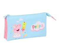 PEPPA PIG - Portatodo Triple, Estuche Infantil, Estuche Niño, Ideal para Niños en Edad Escolar, Cómodo y Versátil, Calidad y Resistencia, 22x3x12 cm