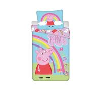 Peppa Pig Rainbow PEP016 - Juego de funda de edredón individual de algodón (24BS125)