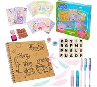 Peppa Pig Scrapbook Set Scrapbooking Materiales 51 Piezas con Pegatinas Sellos Letras de Madera Plumas y Accesorios Creativos para Manualidades Niñas
