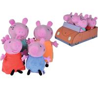 Peppa Pig Set 4 Peluche 20cm Familia Con Auto Peppa George Mamá Papa Pig SIMBA