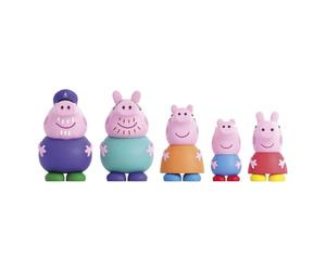 Peppa Pig - Set 5 Figuras baño Peppa Pig - Juguetes de Agua y baño - Incluye Mama, Papa, Abuelo, George y Peppa (DeQube 919D00048)