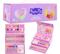 Peppa Pig Set de Arte para Niñas, Lapices Dibujo y Colorante Set Papeleria, Dibujo Niños Viajes Preescolares, 30 Más Piezas, Regalos Niñas